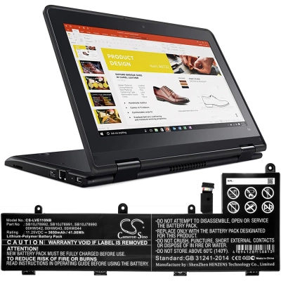 Аккумулятор Lenovo, ThinkPad Yoga 11e 20GA000MUS, ThinkPad Yoga 11e 20G8-S03400, ThinkPad Yoga 11e 20GA0012, 3650 мАч, CS фото 5