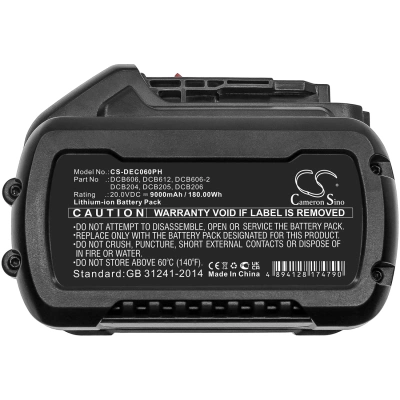 Аккумулятор DeWalt, 20V MAX, 60V MAX, 120V MAX, 9000 мАч, CS фото 3