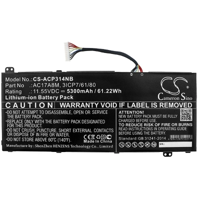 Аккумулятор Acer, Spin 3 SP314-52-599W, Spin 3 SP314-52-58AR, TravelMate X3410-M-51XY, 5300 мАч, CS фото 2