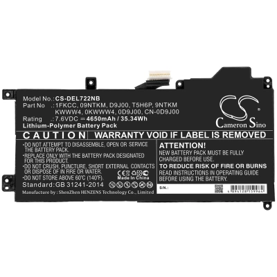Аккумулятор Dell, Latitude 7200 2-in-1, Latitude 12 7200, 4650 мАч, CS фото 4