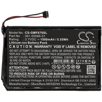 Аккумулятор Garmin, Fleet 670 LM TRUCK, 1500 мАч, CS фото 4