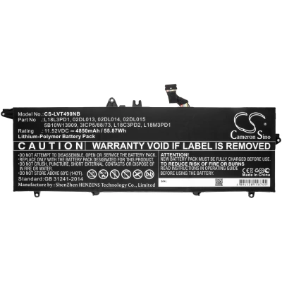 Аккумулятор Lenovo, ThinkPad T490s(20NX0015CD), ThinkPad T490s-20NYS02A00, ThinkPad T495s-20QKS01E00, 4850 мАч, CS фото 4