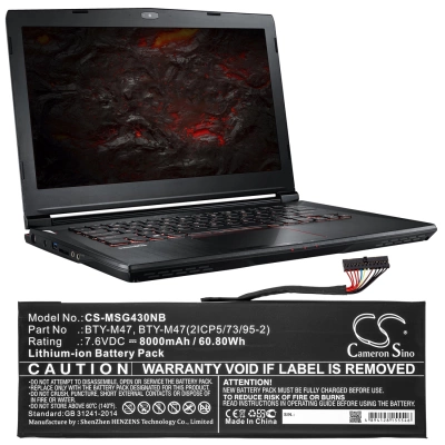 Аккумулятор Terrans Force | MSI, S4-1060-77T, S4-1060-77H, S4-1060-ZXG2, 8000 мАч, CS фото 4