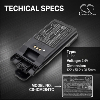 Аккумулятор Icom, IC-F3400, IC-F3400D, IC-F3400DP, 3300 мАч, CS фото 3