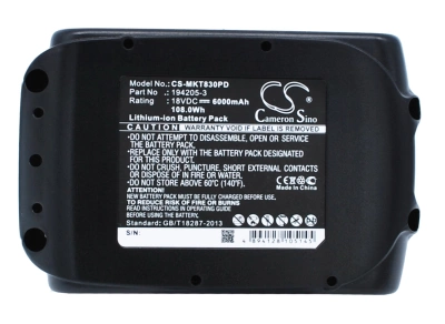 Аккумулятор Makita, BCL180F, BCL180W, BCL180ZW, 6000 мАч, 115,60 × 74,00 × 85,50 мм, CS фото 1