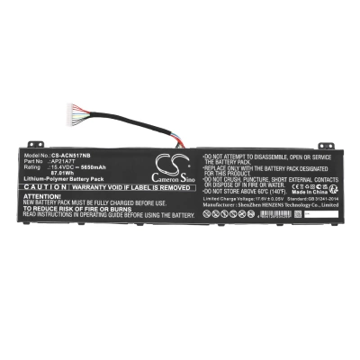Аккумулятор Acer, Nitro 5 AN517-55-50P0, Predator Helios 300 PH317-56-70C3, Nitro 5 AN517-55-713K, 5650 мАч, CS фото 4