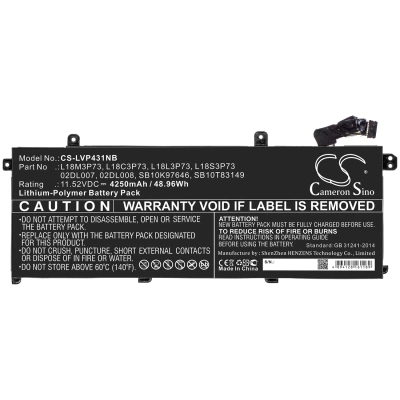 Аккумулятор Lenovo, ThinkPad T490, ThinkPad T490 20N2001MCD, ThinkPad P43s-20RHA003CD, 4250 мАч, CS фото 4