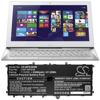 Аккумулятор Sony, VAIO Duo 13, SVD1322ZPWR, SVP1321ZPWR, 6300 мАч, CS фото 2