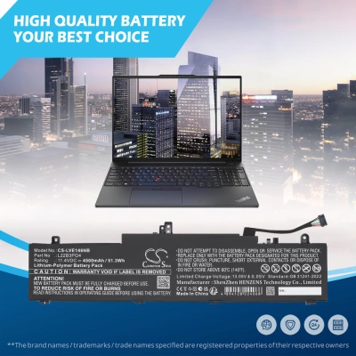 Аккумулятор Lenovo, ThinkPad E14 Gen 6, ThinkPad E16 G1 Core i5-1335U, ThinkPad E16 Gen 1(AMD)21JT0000KR, 4500 мАч, CS фото 4