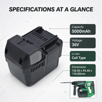 Аккумулятор Hitachi, DH 36DAL, DH36DL, 5000 мАч, CS фото 4