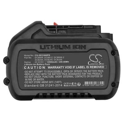 Аккумулятор DeWalt, 20V MAX, 60V MAX, 120V MAX, 12000 мАч, CS фото 4