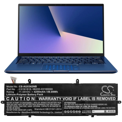 Аккумулятор Asus, Zenbook Flip 13 UX362FA-EL090T, Zenbook 14 UX433FQ-A5032R, Zenbook UX362, 4250 мАч, CS фото 3