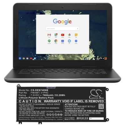 Аккумулятор Dell, Chromebook 13 3380-6TXJ4, Inspiron 7486 Chromebook 14 2-in-1, Chromebook 13 3380-7TFG4H, 7000 мАч, CS фото 4