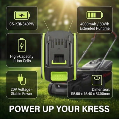 Аккумулятор Kress, 40 V 37 cm Cordless Brushless Push Lawn mower, 40V Cordless Push Lawn Mower, 60V 46 CM Cordless BL, 4000 мАч, CS фото 8