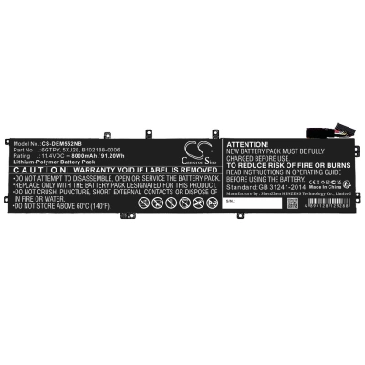 Аккумулятор Dell, XPS 15 9560, XPS 15 9560 i7-7700HQ, Precision M5520, 8000 мАч, CS фото 3