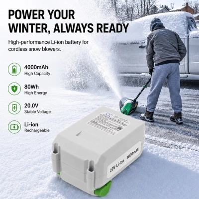 Аккумулятор Litheli | WORKPRO, Cordless Snow Shovel, W004532A, W004572A, 4000 мАч, CS фото 8