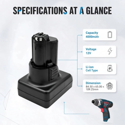 Аккумулятор Bosch, 12-Volt Max Tools, SKC120-202, All 12V MAX Pod Battery Style Tools, 4000 мАч, CS фото 8
