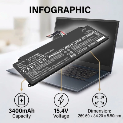 Аккумулятор Toshiba, Dynabook 4icp5/63/71, Dynabook M7/u, Dynabook Mj54/hs, 3400 мАч, CS фото 7