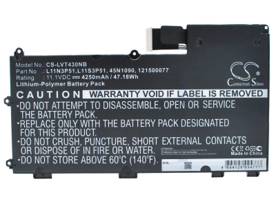 Аккумулятор Lenovo, Thinkpad T430u, 3351A64, 33512AC, 4250 мАч, CS фото 1