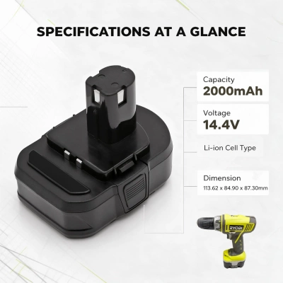 Аккумулятор Ryobi, CDD144V22, CDDI14022NF, LCD14022, 2000 мАч, CS фото 2